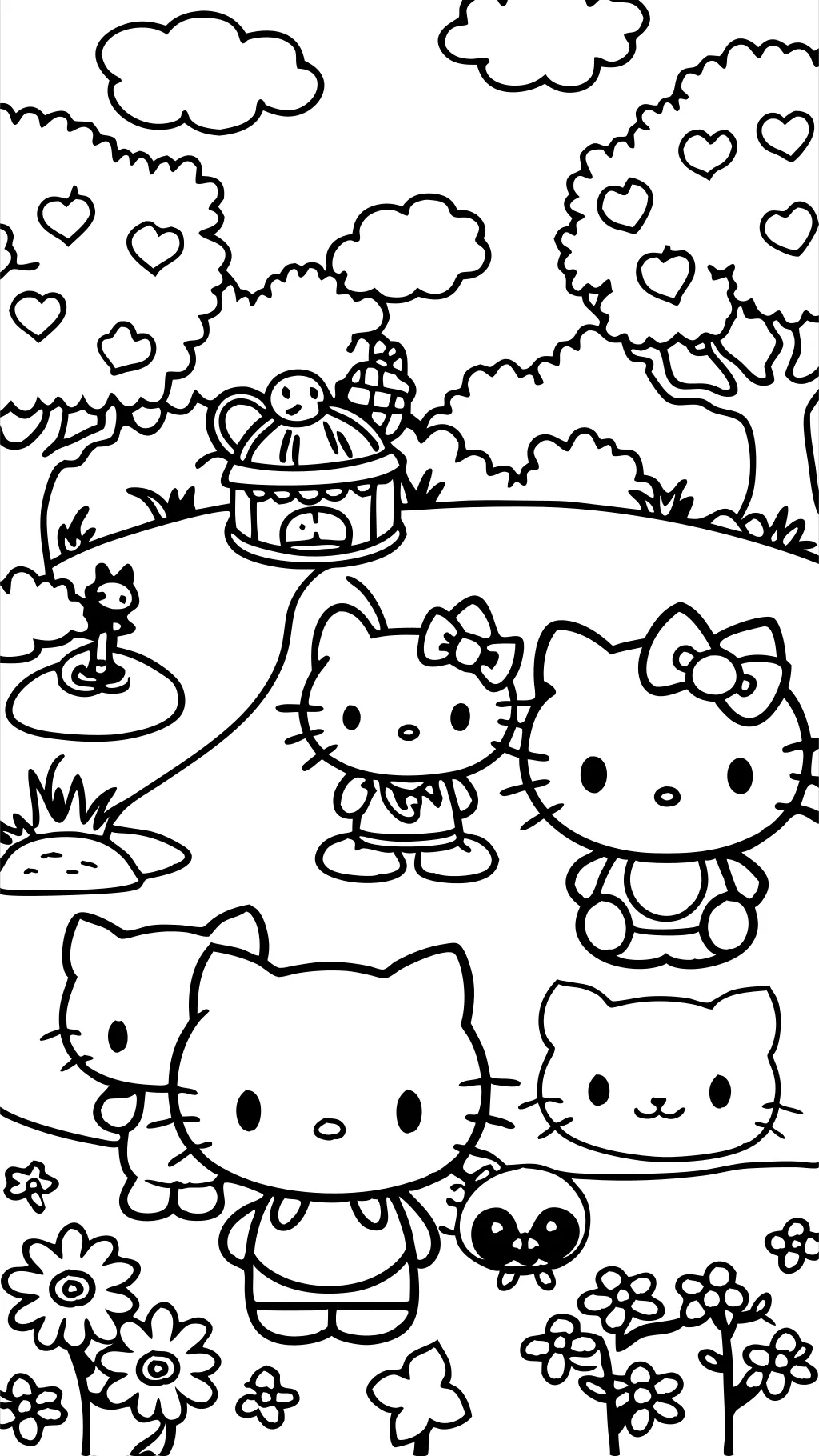 hello kitty and friends coloring page